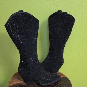 Forever 21 Black Sparkle Heeled Boots